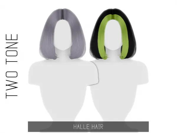 Alpha HALLE HAIR TWO TONE by simsfinds - The Sims 4 Custom Content