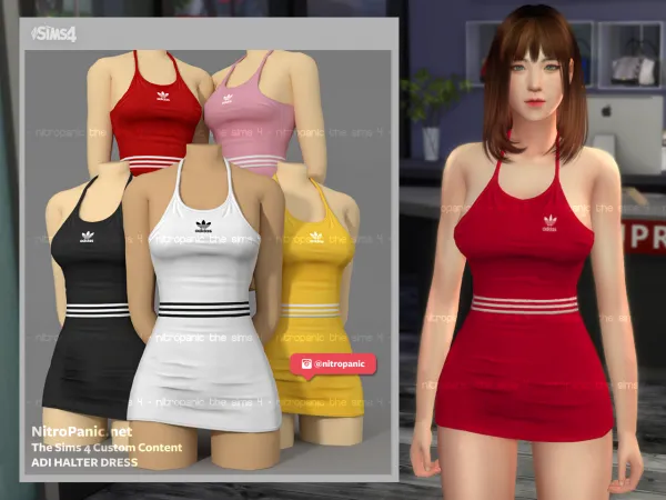 Alpha Adi Halter Dress - The Sims 4 Custom Content