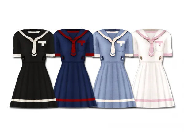 Maxis Match sailor onepiece by YUNSEOL - The Sims 4 Custom Content