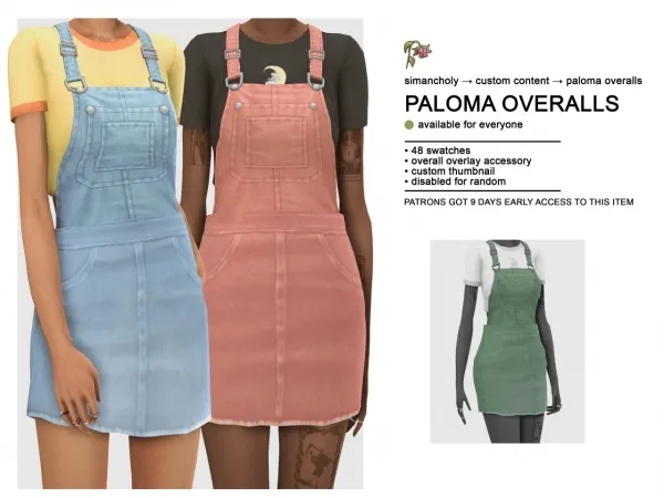 Maxis Match PALOMA OVERALLS by simancholy - The Sims 4 Custom Content