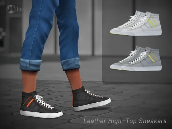 Maxis Match Jius Male Leather High Top Sneakers 01 by thesimsresource - The Sims 4 Custom Content