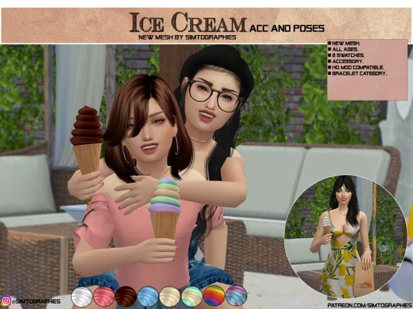 Alpha Ice Cream (Acc Poses) by simtographies - The Sims 4 Custom Content