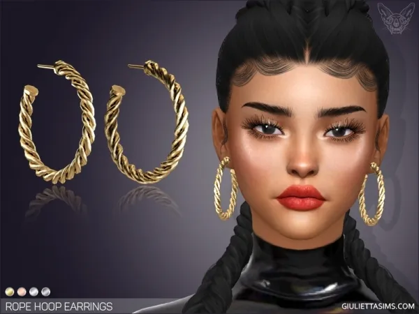 Alpha Rope Hoop Earrings by giuliettasims - The Sims 4 Custom Content