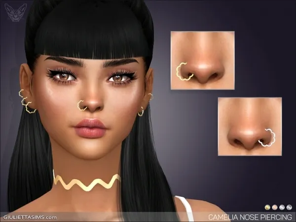 Alpha CAMELIA NOSE PIERCING SET by giuliettasims - The Sims 4 Custom Content