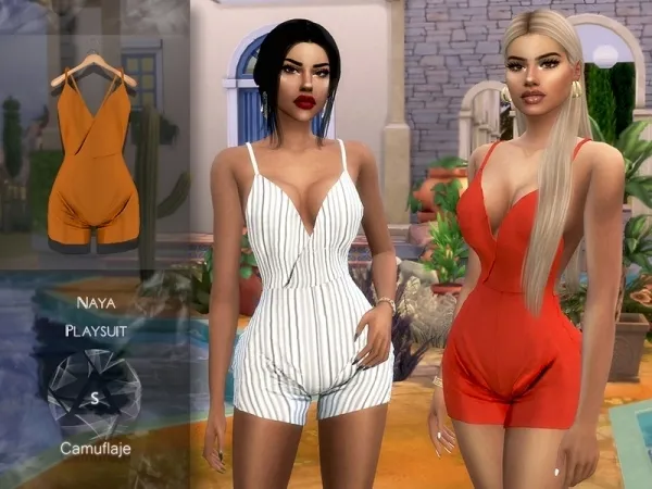 Alpha Camuflaje Naya (Playsuit) by thesimsresource - The Sims 4 Custom Content
