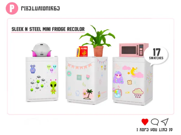 Maxis Match Sleek n Steel Mini Fridge recolor - The Sims 4 Custom Content
