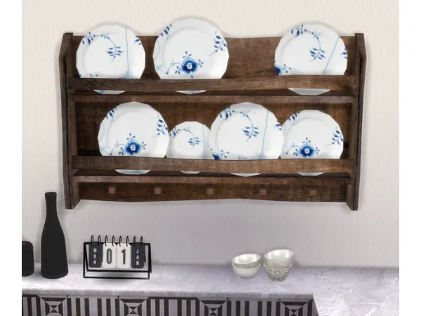 Alpha Royal Copenhagen Plate Rack sims by Nordica - The Sims 4 Custom Content