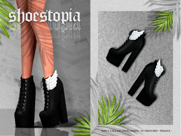 Alpha shoestopia don't call me angel boots by shoestopia - The Sims 4 Custom Content