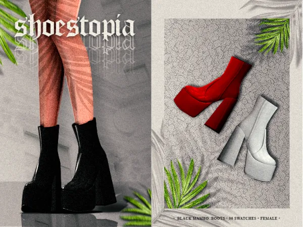 Alpha shoestopia black mambo boots by shoestopia - The Sims 4 Custom Content