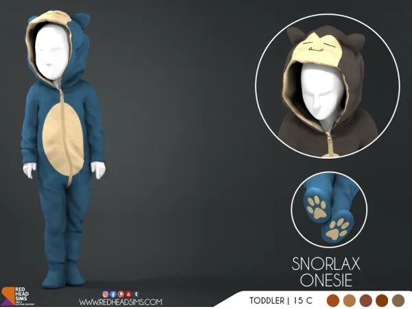 Alpha SNORLAX ONESIE TODDLER by redheadsims - The Sims 4 Custom Content