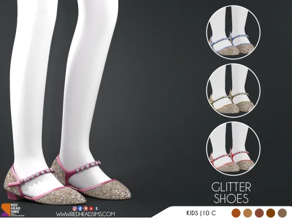 Alpha GLITTER SHOES TODDLER by redheadsims - The Sims 4 custom content