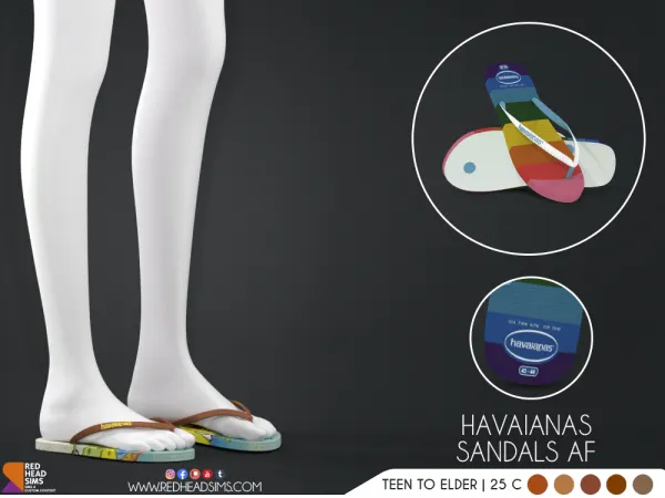 Alpha HAVAIANAS SANDALS AF by redheadsims - The Sims 4 Custom Content