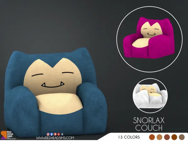 Alpha SNORLAX COUCH by redheadsims - The Sims 4 Custom Content