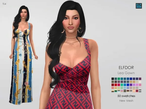 Maxis Match Dress Lea by elfdor - The Sims 4 Custom Content
