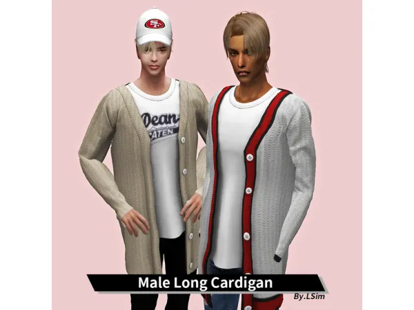 Alpha LSim male Long Cardigan - The Sims 4 Custom Content