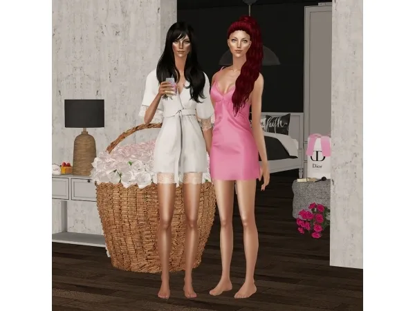 Satin ChemiseSatin Robe by simsfinds - The Sims 2 Custom Content