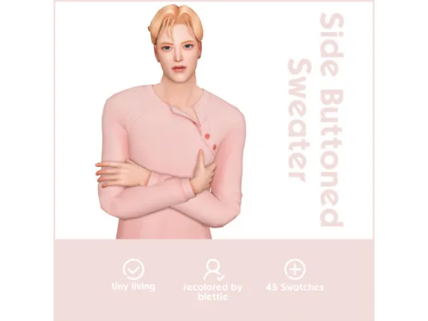 Maxis Match Side Buttoned Sweater by simsfinds - The Sims 4 custom content