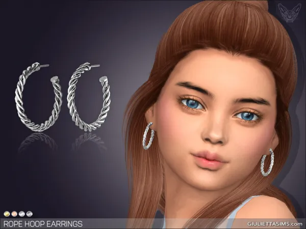 Alpha ROPE HOOP EARRINGS FOR KIDS by giuliettasims - The Sims 4 Custom Content