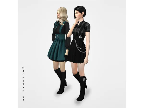 Alpha Suspenders Dress Set by simsfinds - The Sims 4 Custom Content