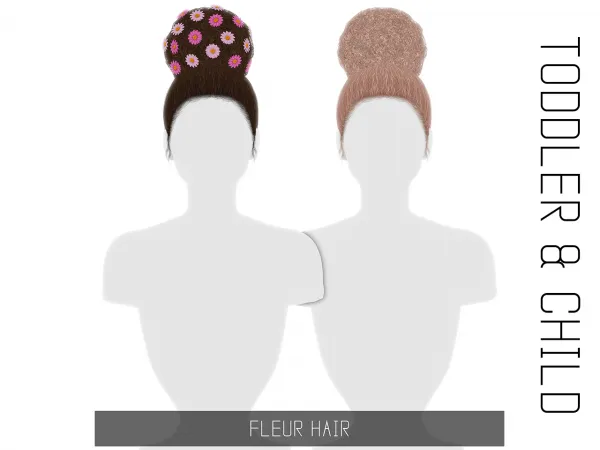 Alpha FLEUR HAIR TODDLER CHILD by simsfinds - The Sims 4 Custom Content