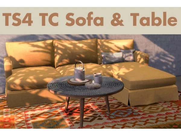 Alpha TC sofa table set by simsfinds - The Sims 4 Custom Content