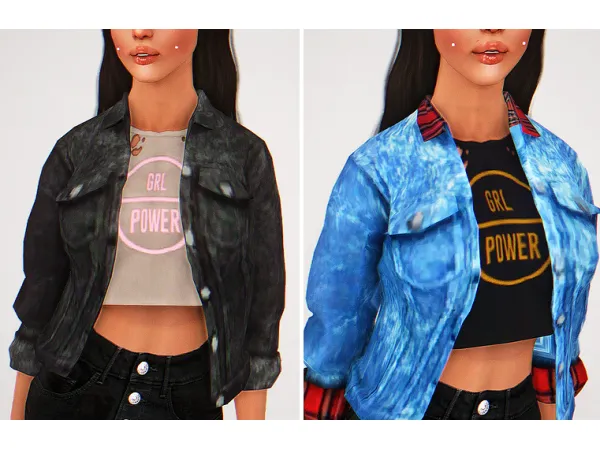 90s Acid Denim Jacket (Savage Sims) by simsfinds - The Sims 3 Custom Content