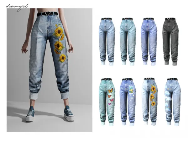 Alpha [ DREAMGIRL] BELTED JEANS - The Sims 4 Custom Content