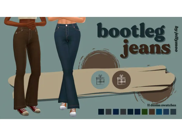 Maxis Match Bootleg Jeans Cocoa Gloss - The Sims 4 Custom Content