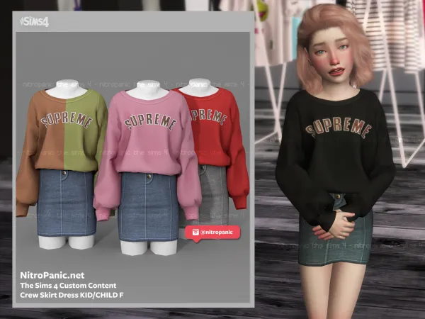 Alpha CrewSkirt KID CHILD F by nitropanic - The Sims 4 Custom Content