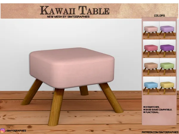 Maxis Match Kawaii Coffee Table by simtographies - The Sims 4 Custom Content