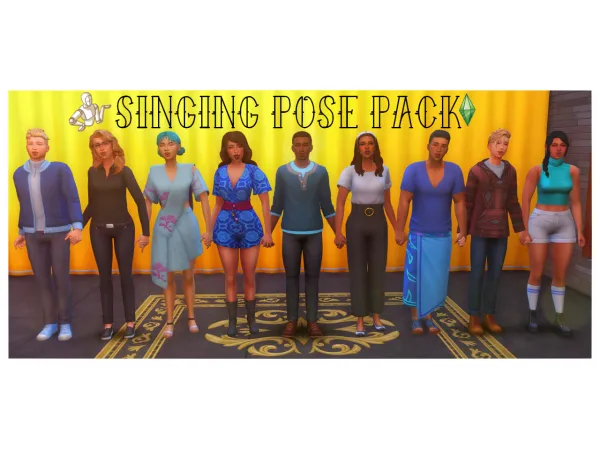 Maxis Match Singing Pose Pack by simsfinds - The Sims 4 Custom Content