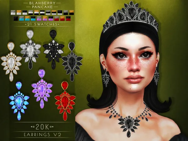 Alpha Blahberry Pancake 20K Earrings V2 by blahberry-pancake - The Sims 4 Custom Content