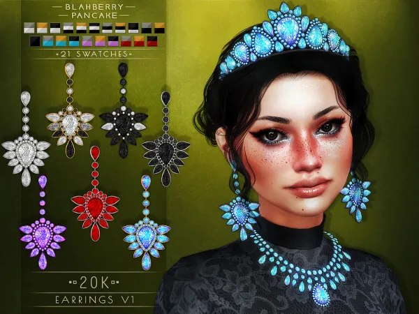 Alpha Blahberry Pancake 20K Earrings V1 by blahberry-pancake - The Sims 4 Custom Content