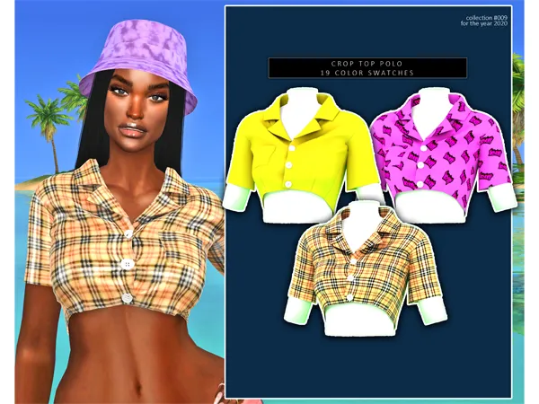 Alpha DORIFIC_CROP TOP POLO - The Sims 4 Custom Content