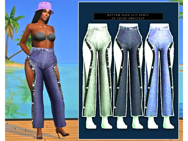 Alpha DORIFIC_BOTTOM HIGH SLIT PANTS by dorific-cc - The Sims 4 Custom Content