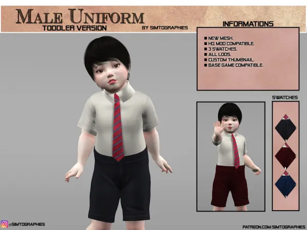 Alpha Male Uniform (Toddler) by simtographies - The Sims 4 Custom Content