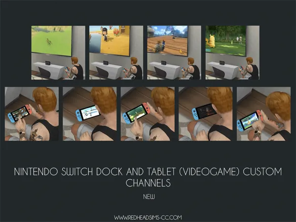 Alpha NINTENDO SWITCH DOCK AND TABLET (VIDEOGAME) CUSTOM CHANNELS by redheadsims - The Sims 4 Custom Content