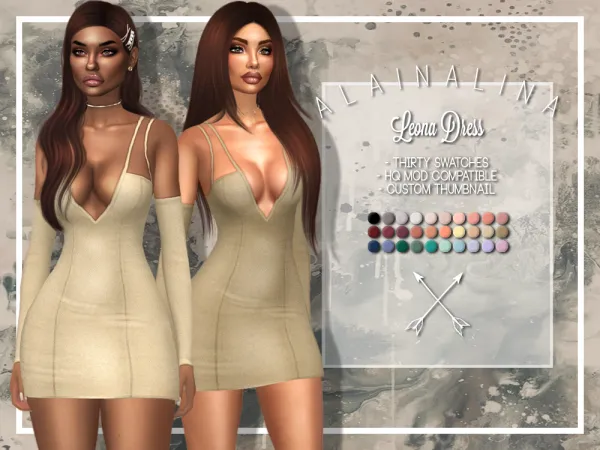Maxis Match Leona Dress by alainalina - The Sims 4 Custom Content