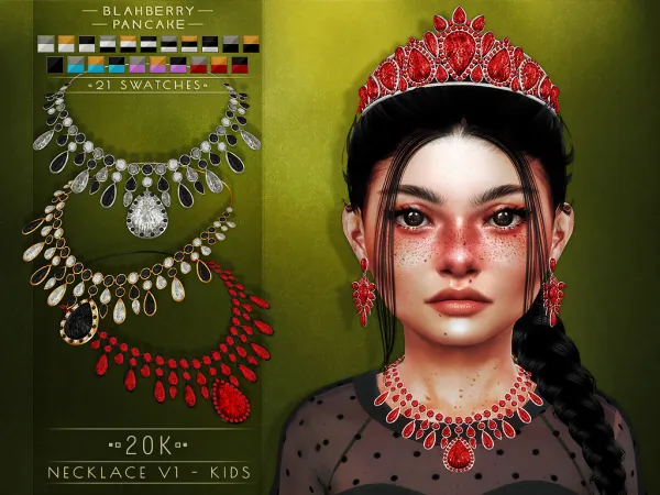 Alpha Blahberry Pancake 20K Necklace V1 KIDS VERSION by blahberry-pancake - The Sims 4 Custom Content