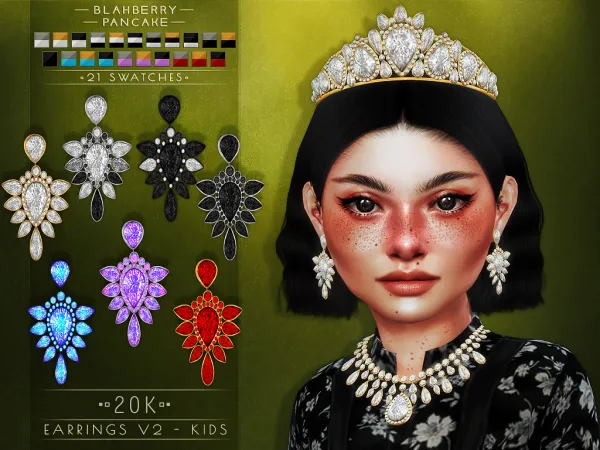 Alpha Blahberry Pancake 20K Earrings V2 KIDS VERSION by blahberry-pancake - The Sims 4 Custom Content