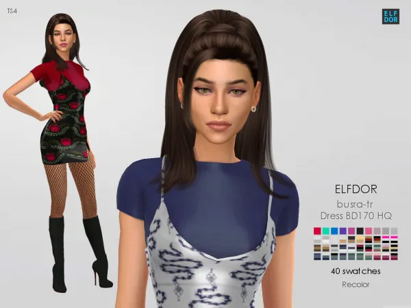 Alpha Busra tr Dress BD170 HQ RC by elfdor - The Sims 4 Custom Content