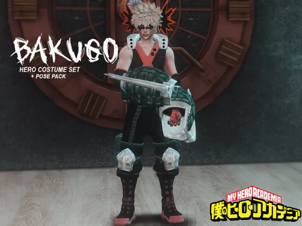 Maxis Match BNHA Set Bakugu014d Hero Costume by dro - The Sims 4 Custom Content