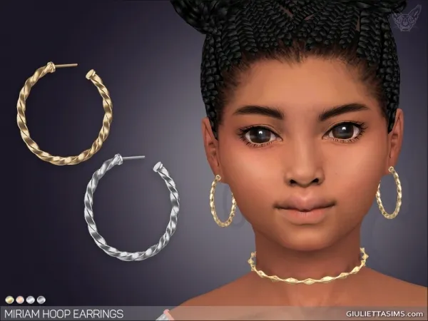 Alpha Miriam Hoop Earrings For Kids by giuliettasims - The Sims 4 Custom Content