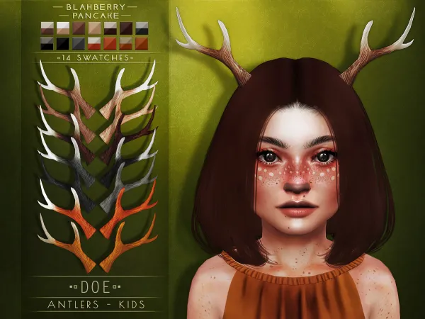 Alpha Blahberry Pancake Doe Antlers KIDS (unisex) by blahberry-pancake - The Sims 4 Custom Content