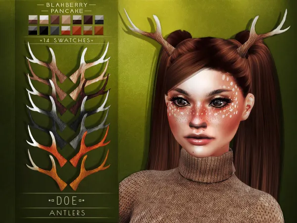 Alpha Blahberry Pancake Doe Antlers (unisex) - The Sims 4 Custom Content