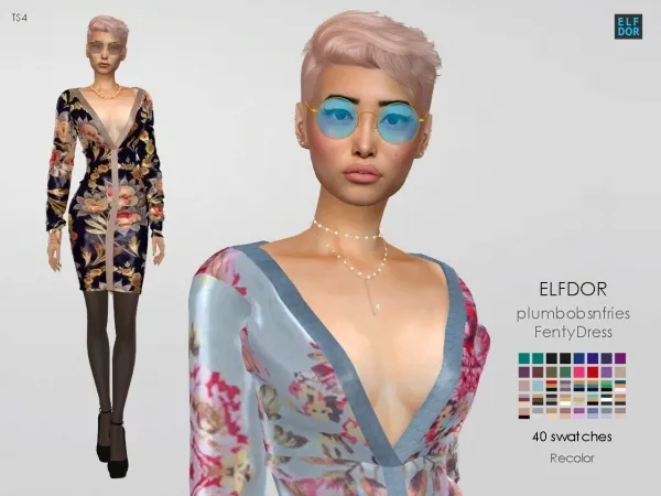 Alpha Plumbobs n Fries Fenty Dress RC by elfdor - The Sims 4 Custom Content