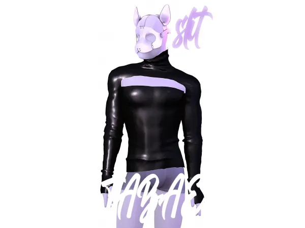 Alpha [tabae] slit leather turtleneck M - The Sims 4 Custom Content