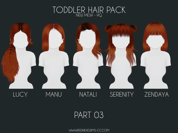 Alpha KIDS TODDLER HAIR PACK PART 3 by redheadsims - The Sims 4 Custom Content