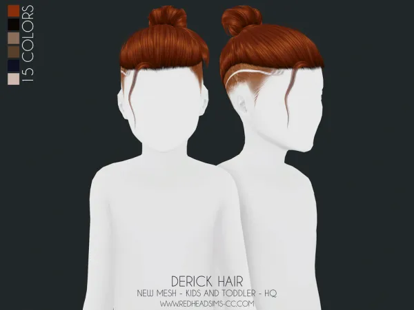 Alpha DERICK HAIR KIDS AND TODDLER by redheadsims - The Sims 4 Custom Content
