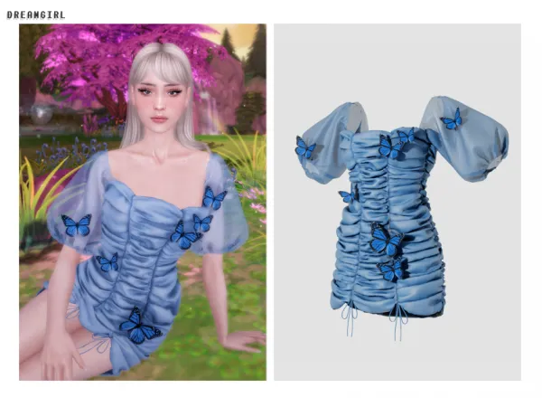 Alpha D R E A M G I R L _ B U T T E R F L Y D R E S S - The Sims 4 Custom Content